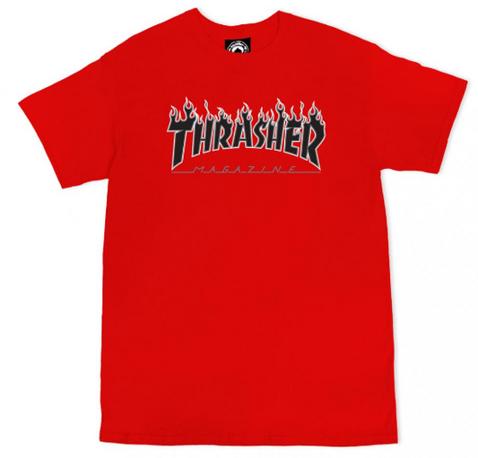 Thrasher T Shirt Flame Logo Black n Red Small